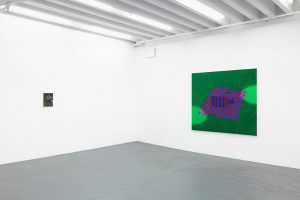 Gallery view of two adjacent paintings.